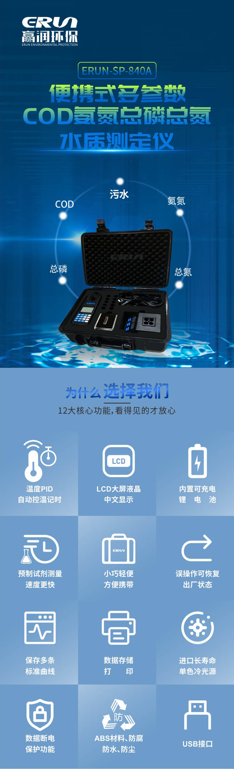 便攜式多參數(shù)COD、氨氮、總磷、總氮水質(zhì)測定儀